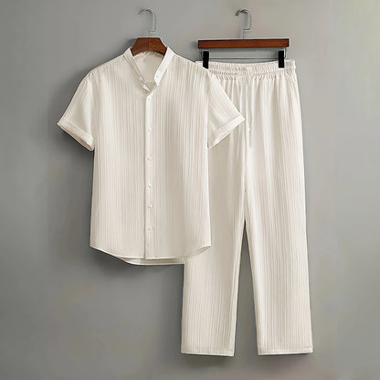 Men's Textured 2-Piece Shirt & Pants Set