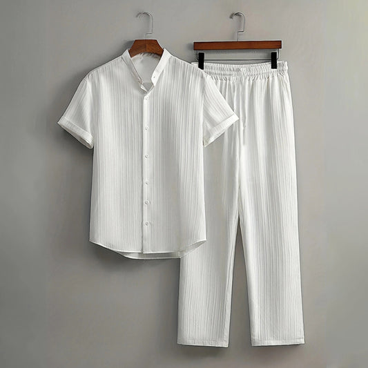 Men's Textured 2-Piece Shirt & Pants Set