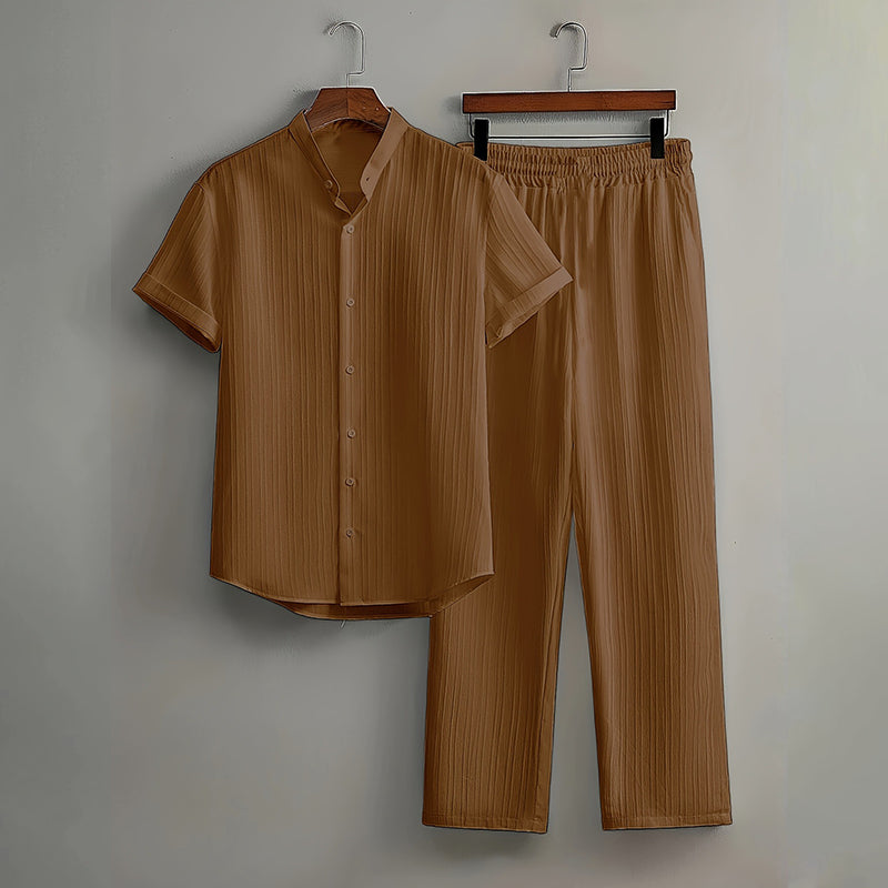 Men's Textured 2-Piece Shirt & Pants Set