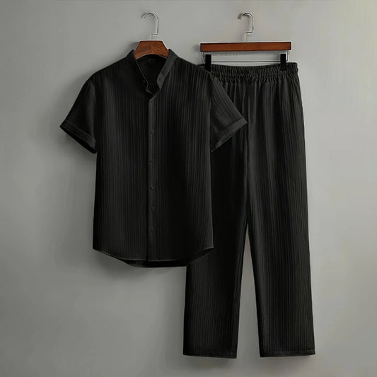 Men's Textured 2-Piece Shirt & Pants Set